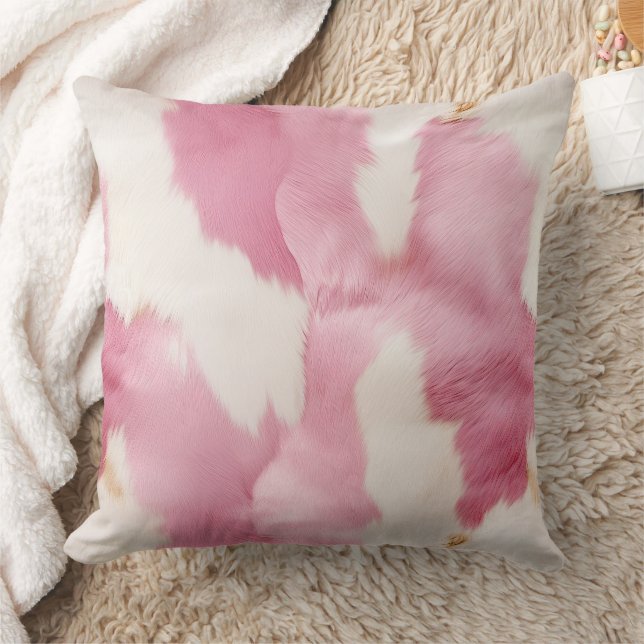 Pink White Cowhide Animal Cushion (Blanket)