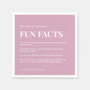 Pink white Custom fun fact typography Wedding  Napkin