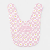 Pink White Daisy Pattern Custom Name