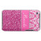 Pink & White Damask & Glitter Rhinestone Case