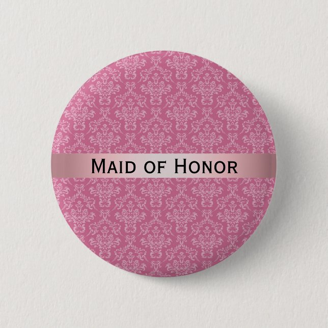 Pink & White Damask with Badge Maid of Honour (Front)