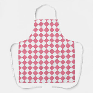 Pink White Diamond Chequered Pattern Apron