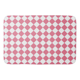 Pink White Diamond Chequered Pattern Bath Mat