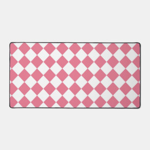 Pink White Diamond Chequered Pattern Desk Mat