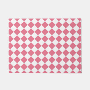 Pink White Diamond Chequered Pattern Doormat