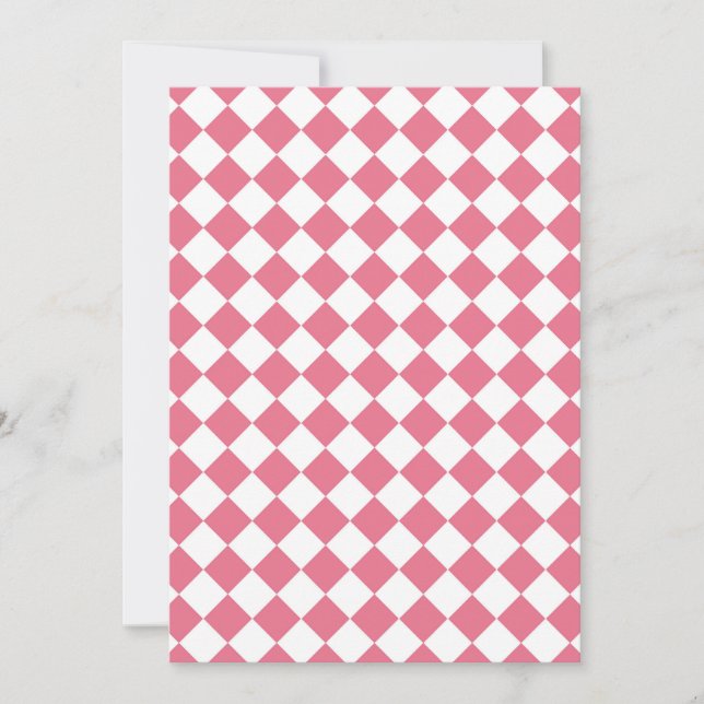 Pink White Diamond Chequered Pattern Invitation (Front)