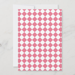 Pink White Diamond Chequered Pattern Invitation