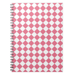 Pink White Diamond Chequered Pattern Notebook