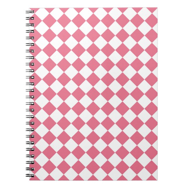Pink White Diamond Chequered Pattern Notebook (Front)