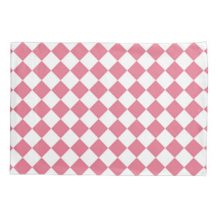 Pink White Diamond Chequered Pattern Pillowcase
