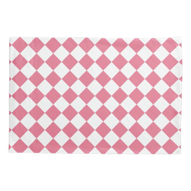 Pink White Diamond Chequered Pattern Pillowcase (Back)