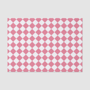 Pink White Diamond Chequered Pattern Tissue Paper