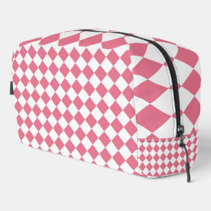 Pink White Diamond Chequered Pattern Toiletry Bag
