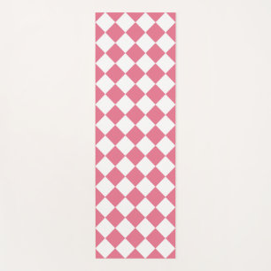 Pink White Diamond Chequered Pattern Yoga Mat