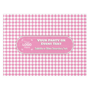 Pink / White Diamond DIY Central Text & Logo Party Tablecloth