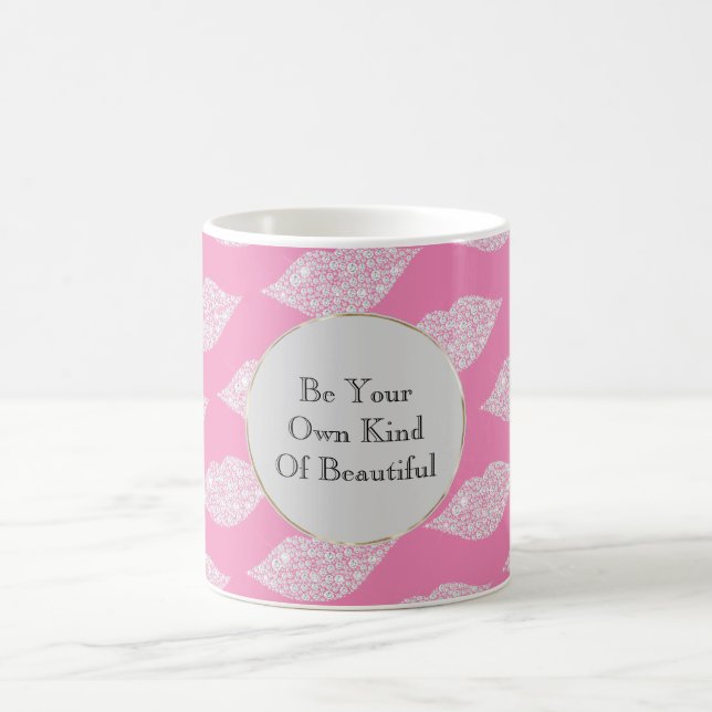Pink White Diamond Lips Coffee Mug (Center)
