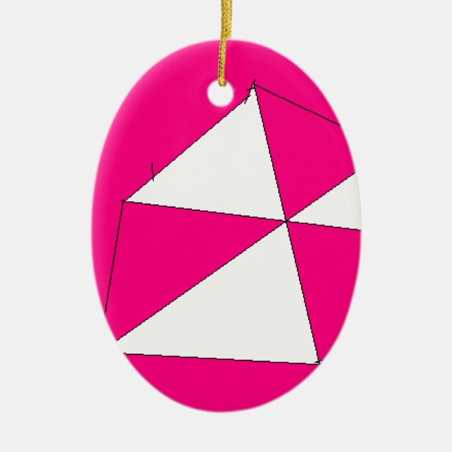 Pink White Digital Painting, Kids Art Ceramic Ornament (Front)