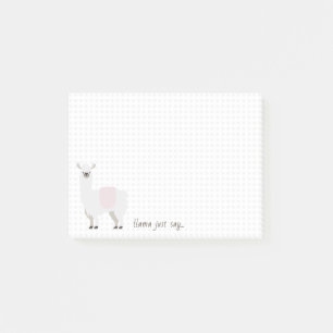 Pink & White Dot Llama Say Something Note