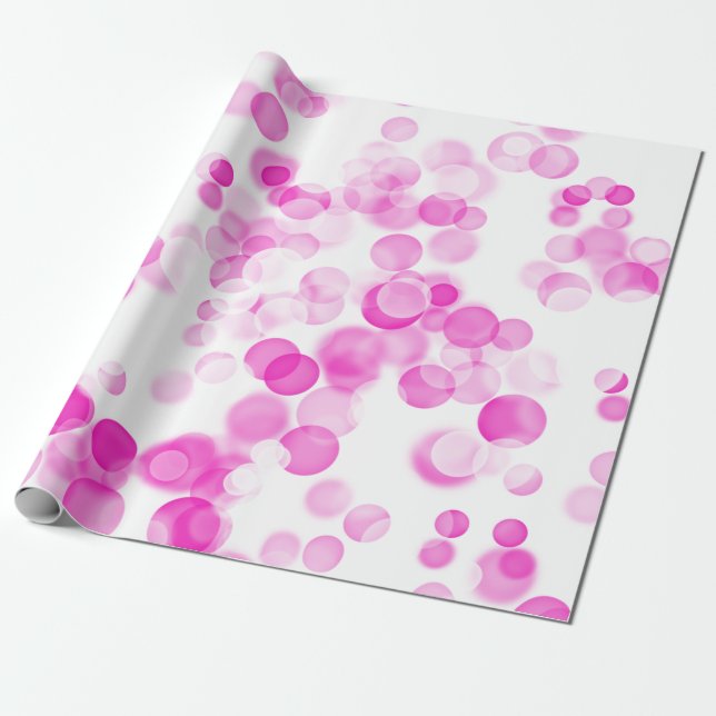 Pink White Dots Bubbles Bokeh Effect Wrapping Paper (Unrolled)