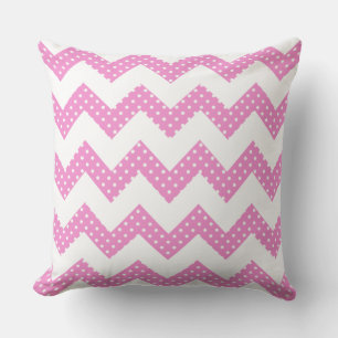 Pink White Dots Chevron Decorative Throw Pillows