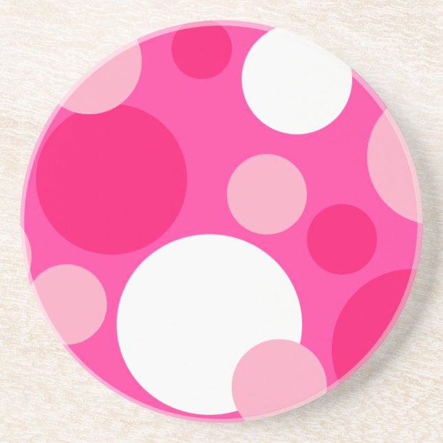 Pink & White Dots Coaster (Front)