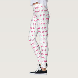 Pink White Easter Bunny Rabbit Ears Animal Spring Leggings