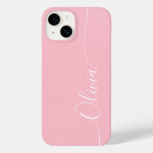 Pink White Elegant Calligraphy Script Name Case-Mate iPhone 14 Case