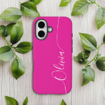 Pink White Elegant Calligraphy Script Name Case-Mate iPhone 14 Case<br><div class="desc">Pink White Elegant Calligraphy Script Custom Personalised Name iPhone 14 Smart Phone Cases features a modern and trendy simple and stylish design with your personalised name in elegant hand written calligraphy script typography on a soft pink background. Designed by ©Evco Studio www.zazzle.com/store/evcostudio</div>