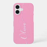 Pink White Elegant Calligraphy Script Name
