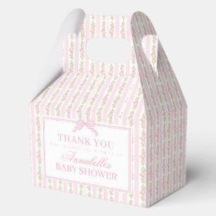 Pink & White Fancy Floral Baby Shower Gable Favor Favour Box