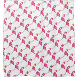 Pink White Flamingo Flamingos Bird Shower Curtain