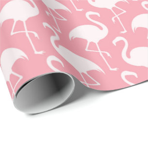 Pink white Flamingo pattern wrapping paper