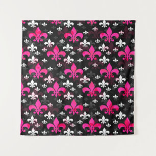 Pink White Fleur De Lis  Tapestry