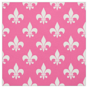 Pink White Fleur-de-lis Textile Fabric