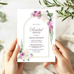 Pink White Floral Arch Bridal Shower Invitation