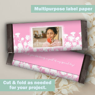 Pink White Floral Bat Mitzvah Candy Bar Wrapper