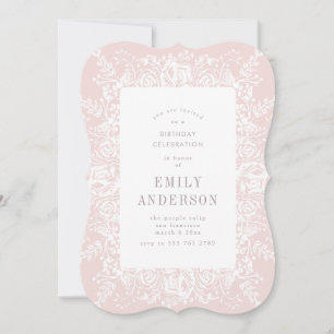 Pink & White Floral Birthday Invitation