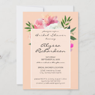 Pink & White Floral Bridal Shower - Pink 2B Invitation
