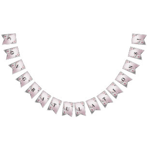 Pink White Floral Bunting Flag