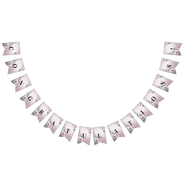 Pink White Floral Bunting Flag (All)