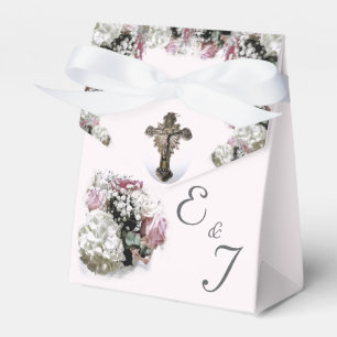 Pink & White Floral Catholic Wedding Favour Box