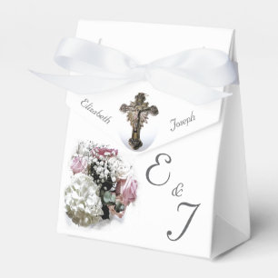 Pink & White Floral Catholic Wedding Favour Box