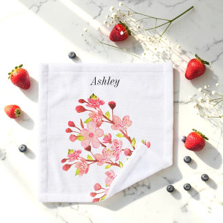 Pink White Floral Cherry Blossom  Wash Cloth