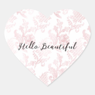 Pink White Floral Heart Sticker