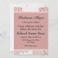 Pink White Floral Leaving for College Party Invite