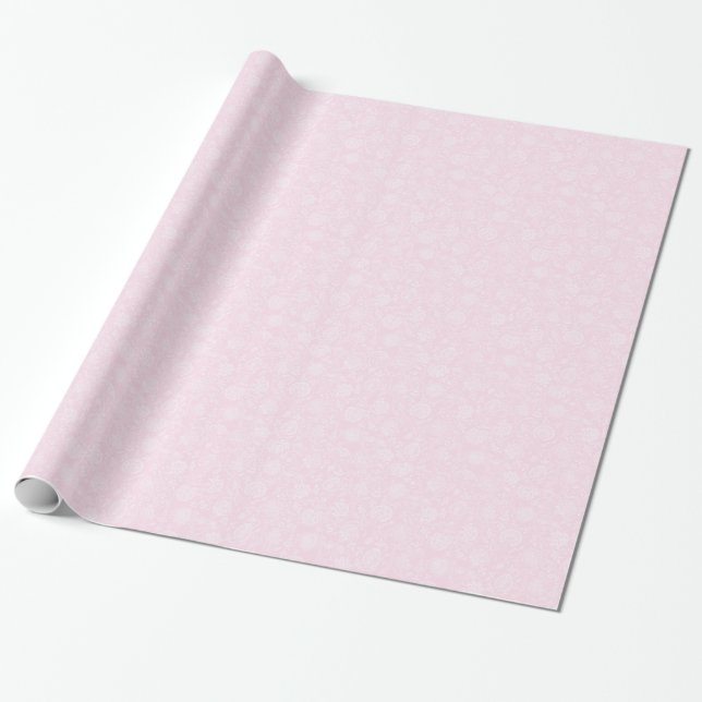 Pink & White Floral Pattern Wrapping Paper (Unrolled)