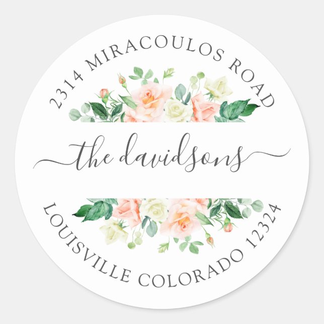 Pink White Floral Return Address Envelope Seal (Front)