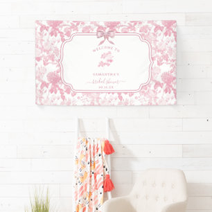 Pink White Floral Roses Chinoiserie Bridal Shower  Banner