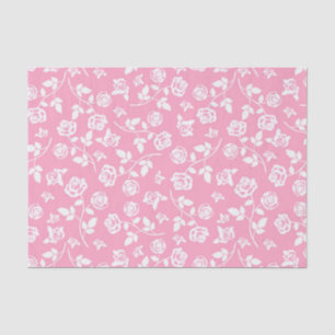 Pink & White Floral/Roses Tissue Paper