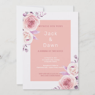 Pink & White Floral Watercolor Wedding Invitation